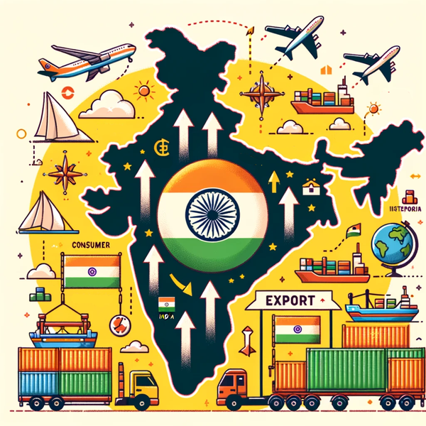 Map of India with flag and transport icons symbolize RoDTEP Scheme, showcasing the nation's export promotion commitment